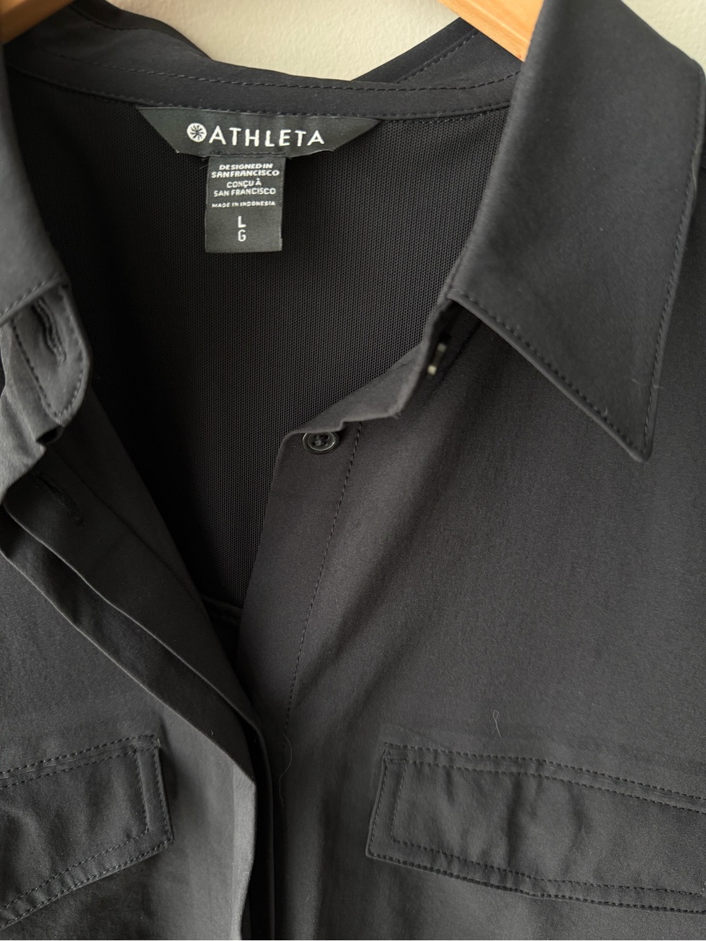 Athleta Black Short-Sleeve Button Front Utility Shirt - Picture 3 of 3